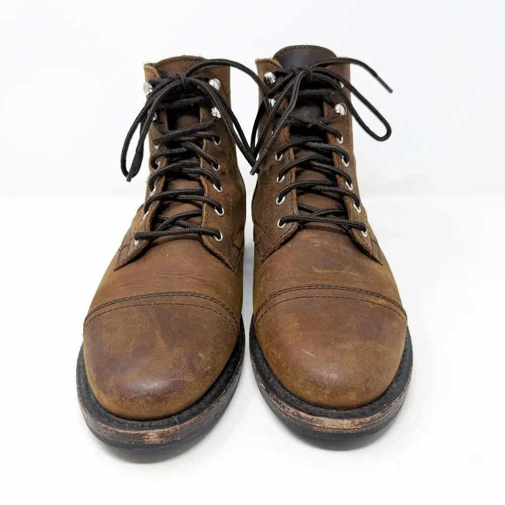 Thursday Brown Oiled Leather Lace Up Boots Men's Size 8 EUC Handmade in Mexico